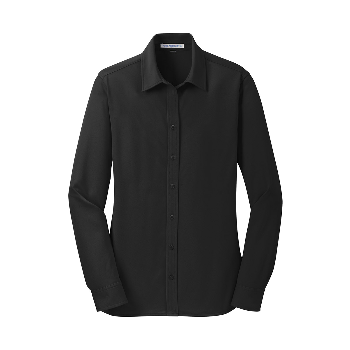 FR19 L570 Port Authority Ladies Dimension Knit Dress Shirt black front 1200