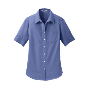FR19 L659 Port Authority Ladies Short Sleeve SuperPro Oxford Shirt navy front 1200